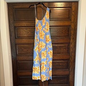 NWT Floral One Shoulder Dress - Blue and Orange